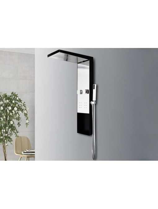 Colonne d'hydromassage noire et miroir S051B