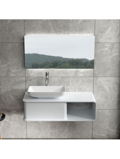 plan de toilette suspendu SDVP6L et vasque rectangulaire SDVP4