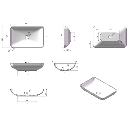 Ensemble plan de toilette et vasque rectangulaire SDVP7L+SDVP5