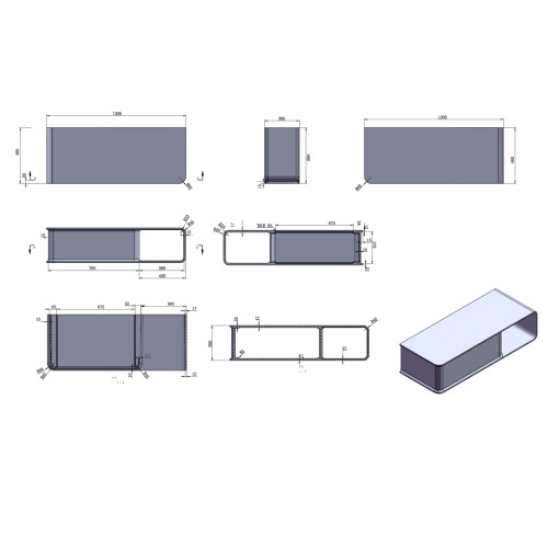 Ensemble plan de toilette et vasque rectangulaire SDVP7L+SDVP5