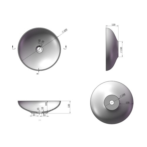 Plan de toilette SDVP8L + vasque ronde SDVP2