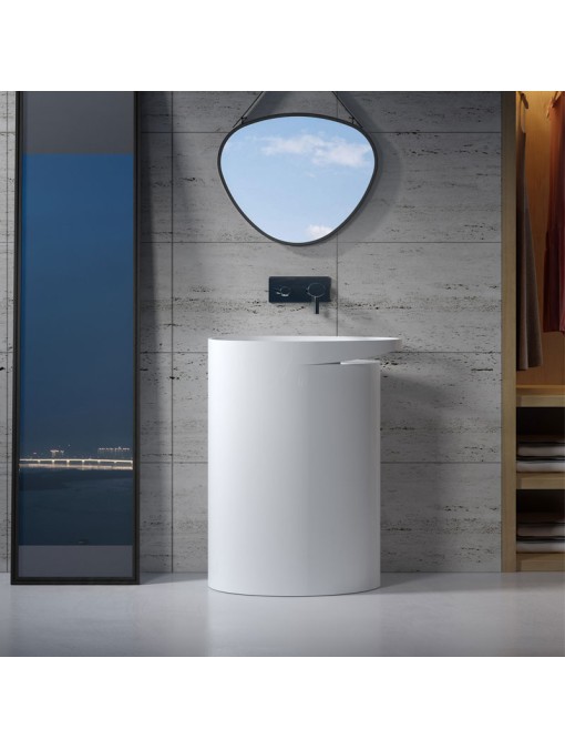 Vasque Totem sur pied en solid surface Réf : SDV25