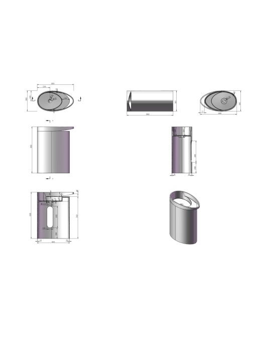 Dimensions de la vasque totem SDV25