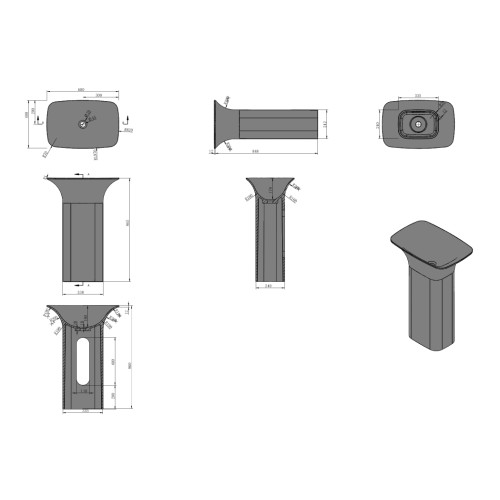 Lavabo colonne rectangulaire en solid surface SDV26