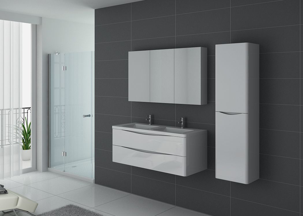 Meuble De Salle De Bain Double Vasque Blanc Laque Trevise Meuble Double Vasque 120 Cm