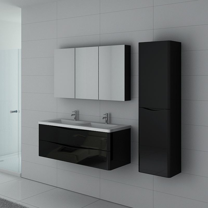 Integración riesgo Es una suerte que Ensemble de salle de bain double vasque TREVISE noir, meuble de salle de bain deux vasques avec colonne et armoire Integración riesgo Es una suerte que Ensemble de salle de bain double vasque TREVISE noir, meuble de salle de bain deux vasques avec colonne et armoire