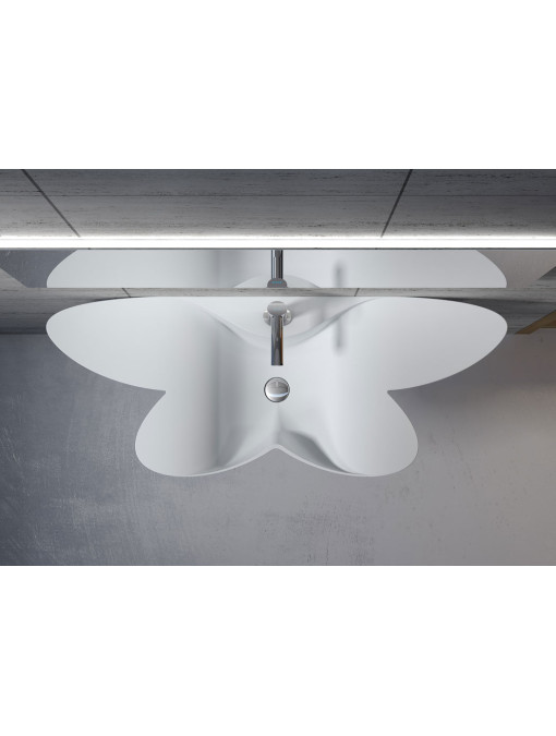 Vasque demi-fleur en solid surface blanc mat