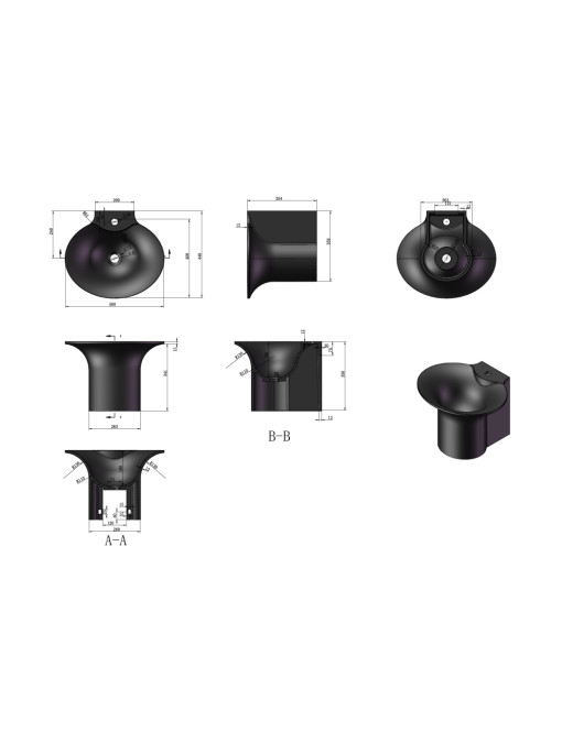 Schéma technique et dimensions de la vasque SDN1