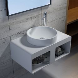 plan de toilette et vasque ronde en solid surface SDK56 + SDV40