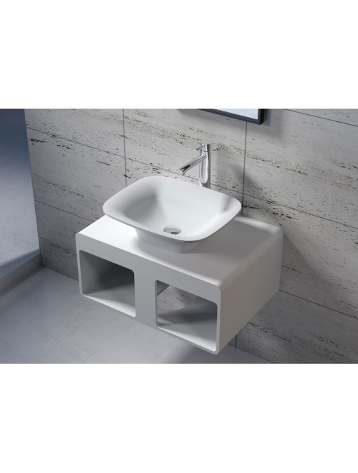 Plan de toilette suspendu et vasque rectangulaire évasée SDK54 + SDV33