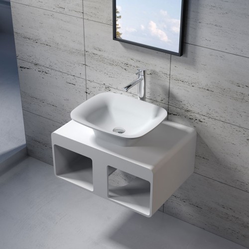 Plan de toilette suspendu et vasque rectangulaire évasée SDK54 + SDV33