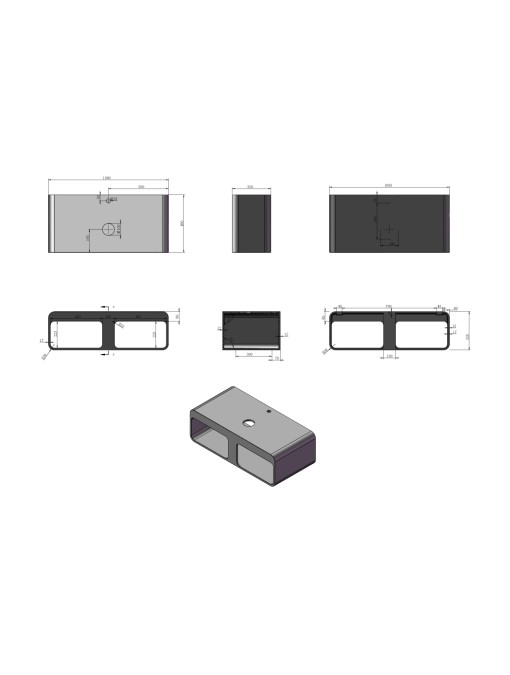Schéma technique et dimensions du plan de toilette SDK52