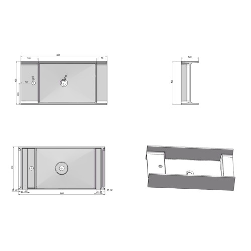 Vasque murale en solid surface SDV67L version gauche