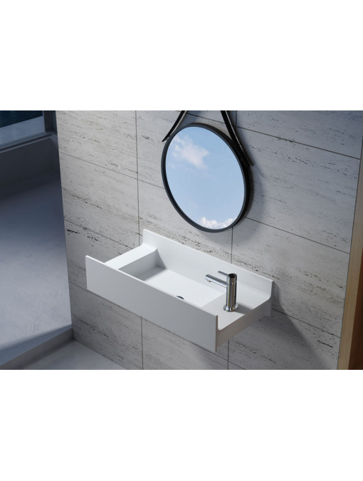 Plan vasque suspendu en solid surface SDV67R version droite