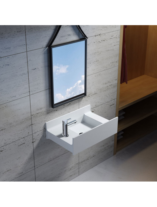 Petite vasque murale en solid surface SDV68L version gauche