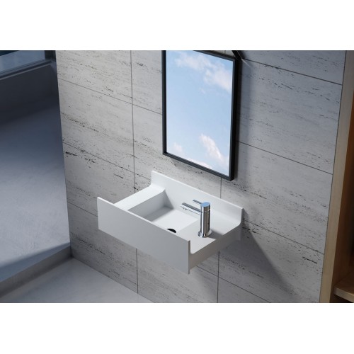 Petit plan vasque à suspendre en solid surface SDV68R version droite
