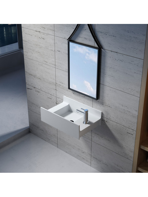 Petit plan vasque à suspendre en solid surface SDV68R version droite