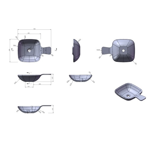 Vasque cuillère carrée en solid surface SDV13