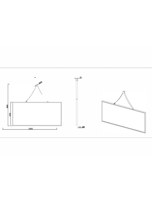 Plan et dimensions du miroir salle de bain SDVM10045