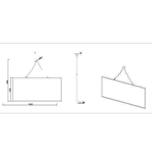 Miroir rectangulaire avec contour noir SDVM10045