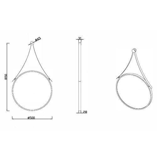 Miroir rond avec contour noir SDVM5050