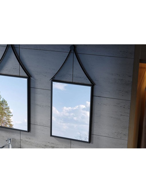 Miroir de salle de bain rectangulaire cadre inox noir SDVM5670