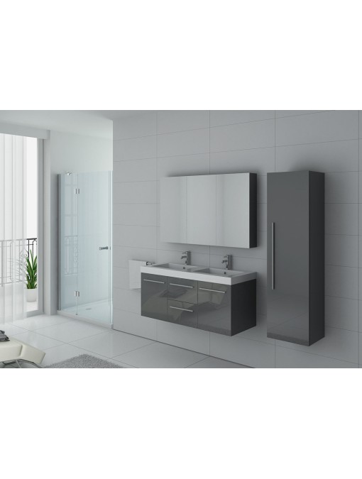 Ensemble 2 vasques suspendu PALERME Gris Taupe avec option colonne