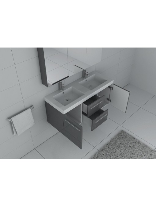 Meuble double vasque PALERME Gris Taupe ouvert