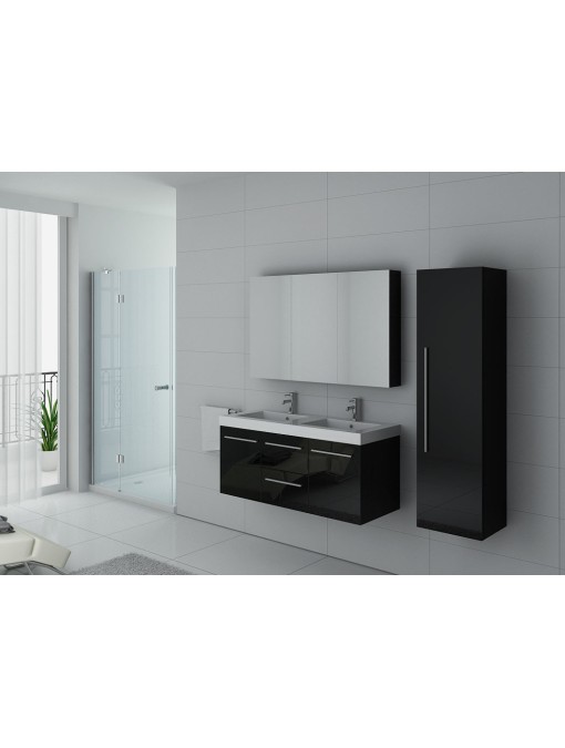 Ensemble double vasque PALERME Noir laqué avec colonne