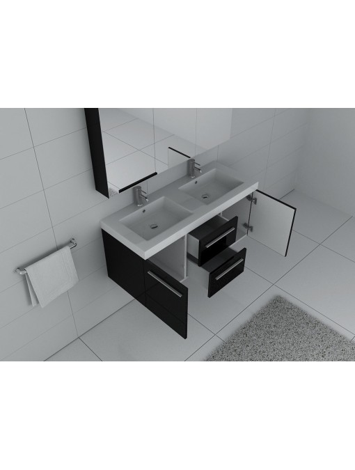 Meuble double vasque PALERME Noir ouvert