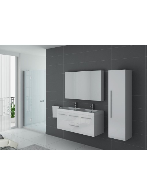 Ensemble double vasque PALERME Blanc avec option colonne