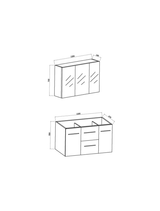 Plan et dimensions de l'ensemble PALERME Gris Taupe