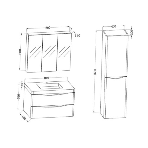 Meuble simple vasque TREVISE 800 Gris Taupe