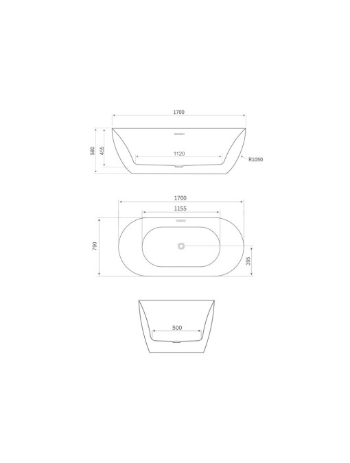 Dimensions Baignoire îlot Lamone Grey
