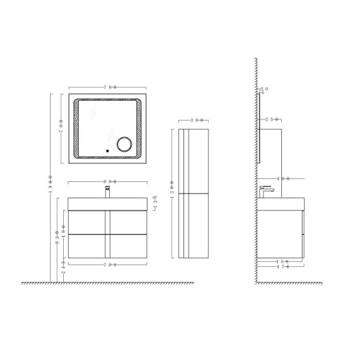 Meuble simple vasque BOREAL 800