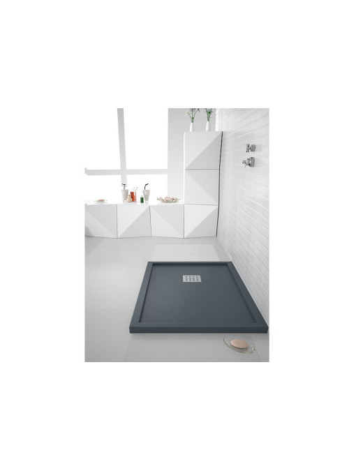 Receveur de douche en Gel coat avec rebords LISO ENMARCADO Graphite 120x80cm
