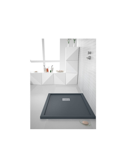 Receveur de douche en Gel coat avec rebords LISO ENMARCADO Graphite 120x90cm