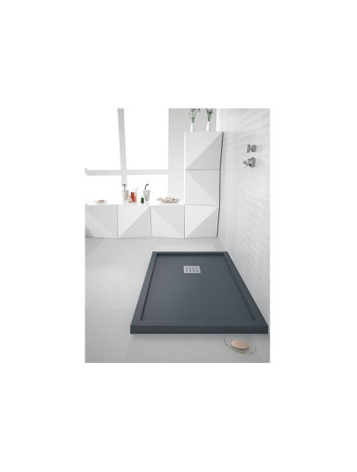 Receveur de douche en Gel coat avec rebords LISO ENMARCADO Graphite 140x80cm