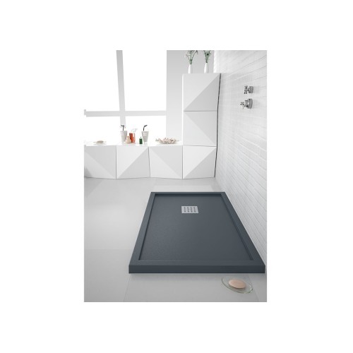 Receveur de douche en Gel coat avec rebords LISO ENMARCADO Graphite 140x80cm
