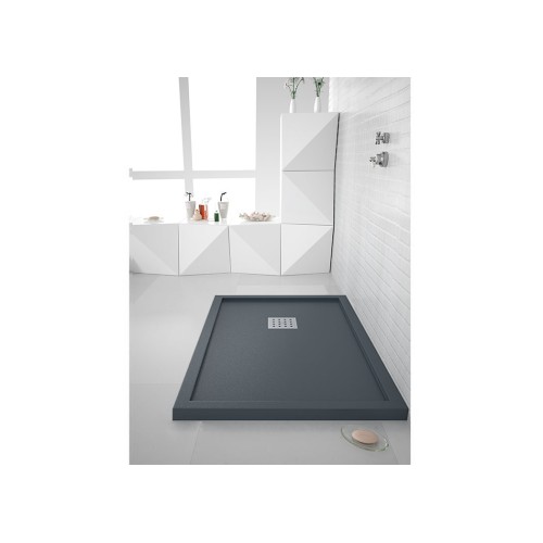 Receveur de douche en Gel coat avec rebords LISO ENMARCADO Graphite 140x90cm
