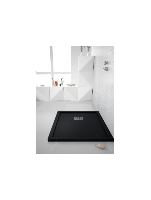 Receveur de douche en Gel coat avec rebords LISO ENMARCADO Noir 120x90cm