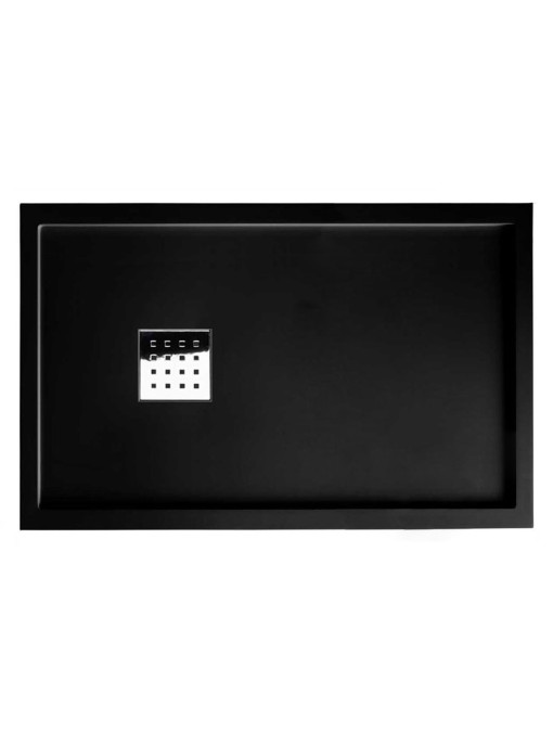 Receveur de douche en Gel coat avec rebords LISO ENMARCADO Noir 140x90cm