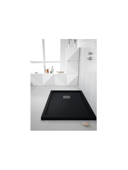 Receveur de douche en Gel coat avec rebords LISO ENMARCADO Noir 140x90cm