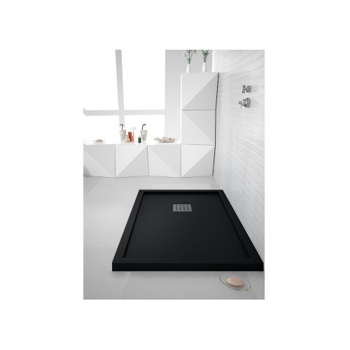 Receveur de douche en Gel coat avec rebords LISO ENMARCADO Noir 140x90cm