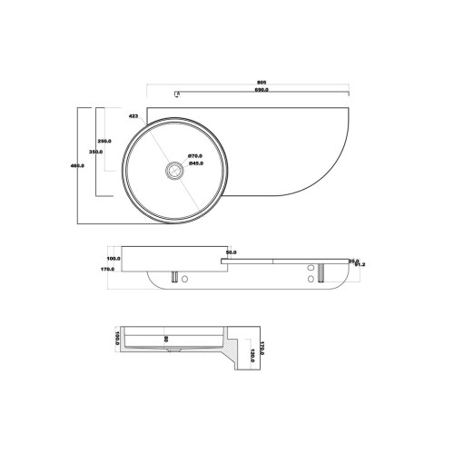 Plan vasque suspendu original SDPW21