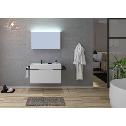 Meuble de salle de bain blanc et noir TERAMO 1000