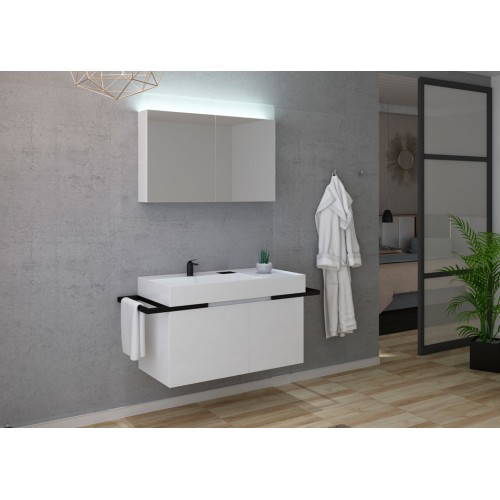Meuble de salle de bain blanc et noir TERAMO 1000