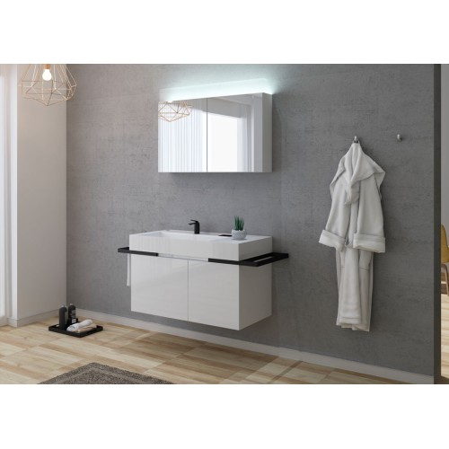 Meuble de salle de bain blanc et noir TERAMO 1000