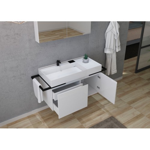 Meuble de salle de bain blanc et noir TERAMO 1000