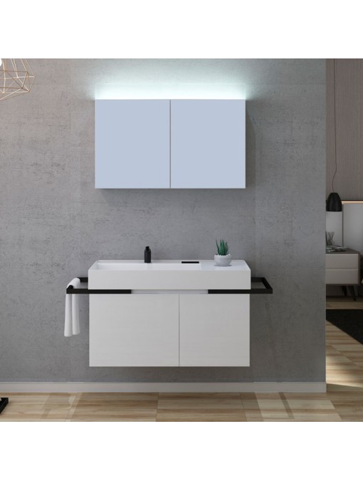 Meuble de salle de bain blanc et noir TERAMO 1000